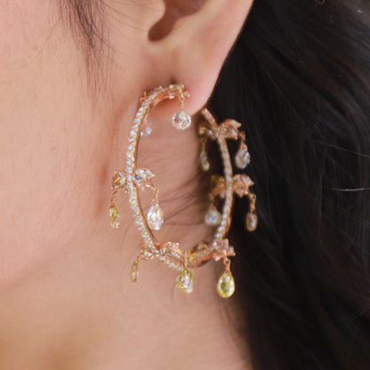 Diamond Briolette Hoop Earrings