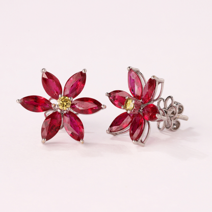 Élancé Ruby Floral Earrings