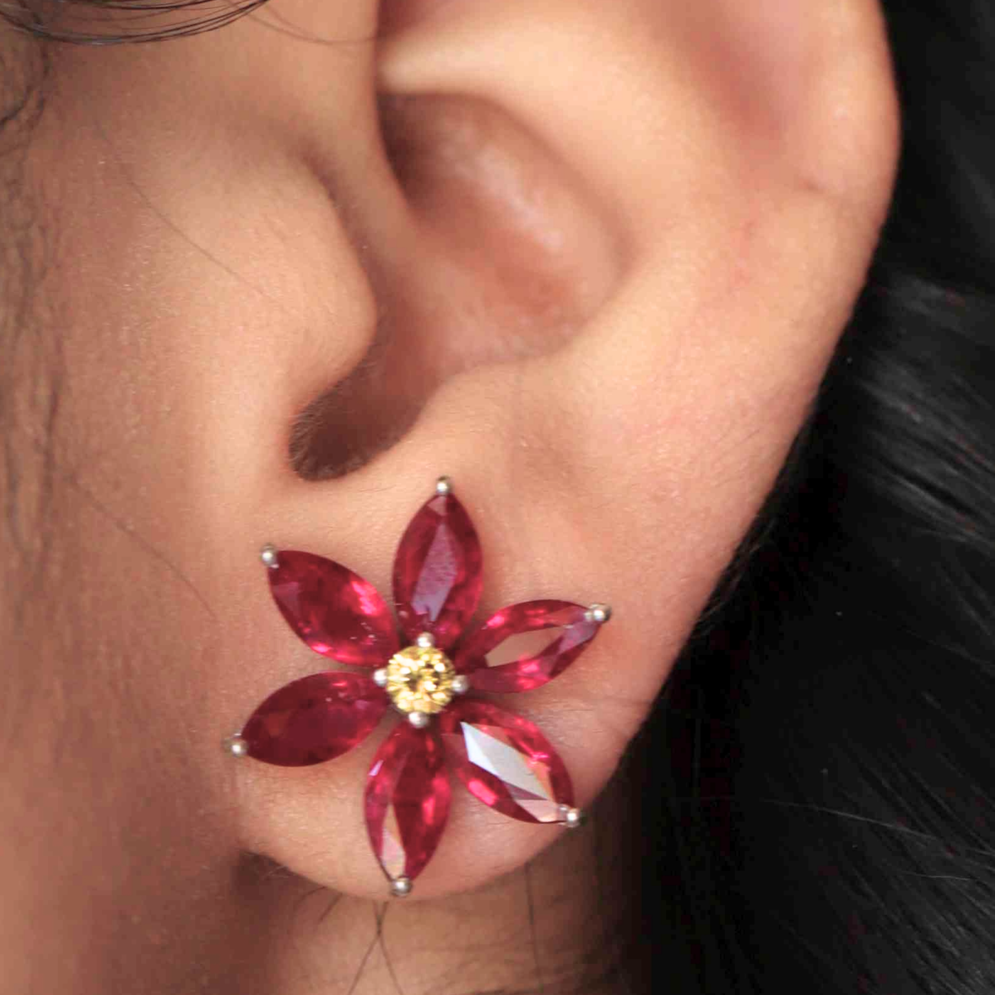 Élancé Ruby Floral Earrings