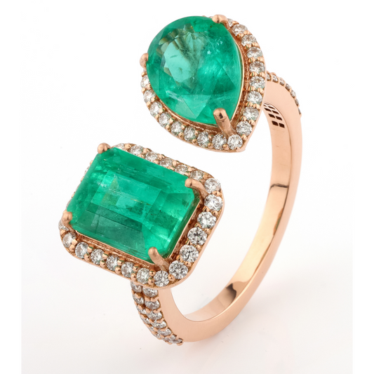 Two Stone Emerald Ring