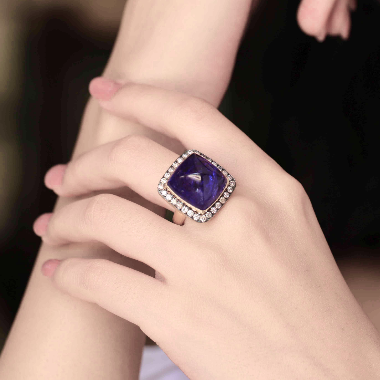 Tanzanite Cabochon Ring