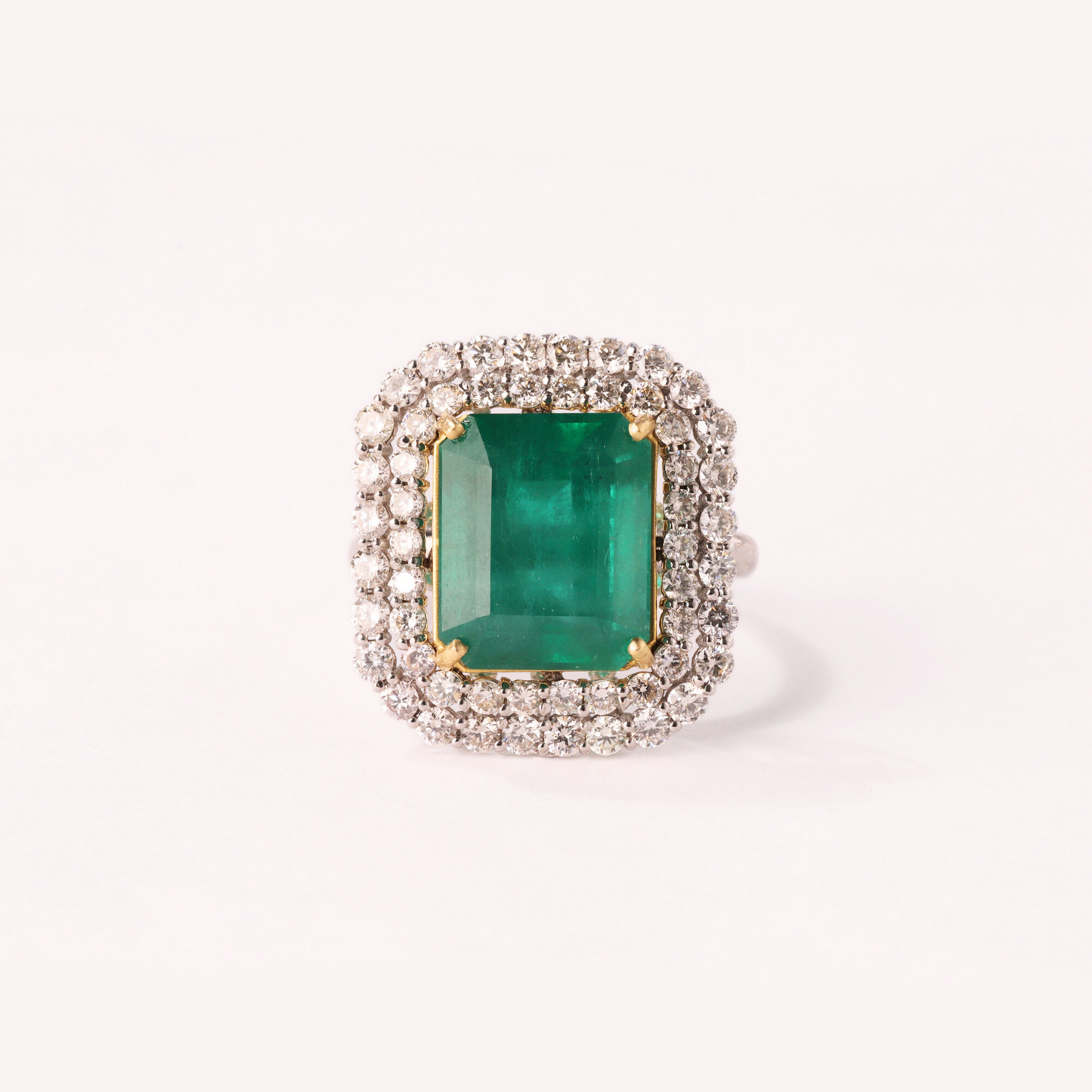 Emerald Diamond Cushion Ring