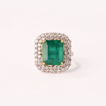 Emerald Diamond Cushion Ring