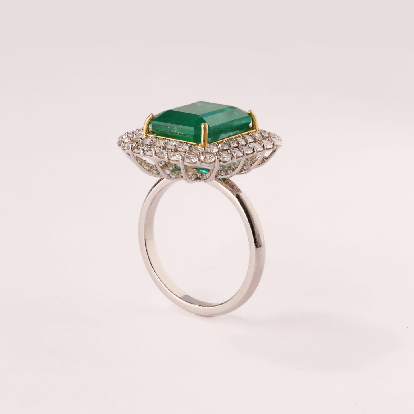 Emerald Diamond Cushion Ring