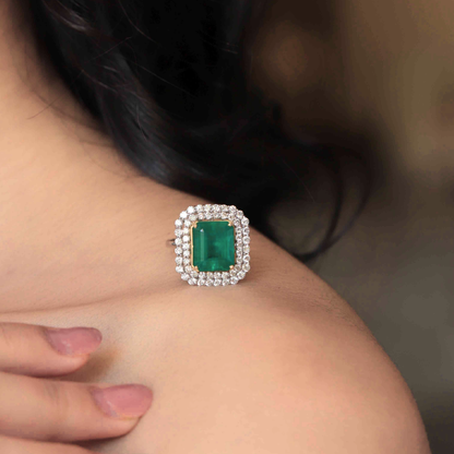 Emerald Diamond Cushion Ring