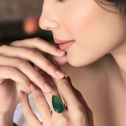 Classy Pear Emerald Ring