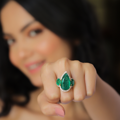 Pear Emerald Ring