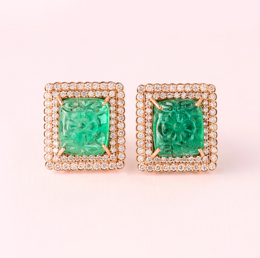 Aurora Verde Square Earrings