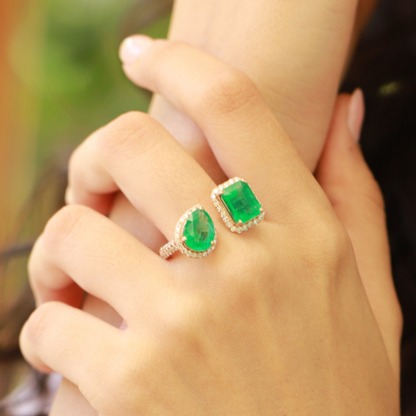 Two Stone Emerald Ring