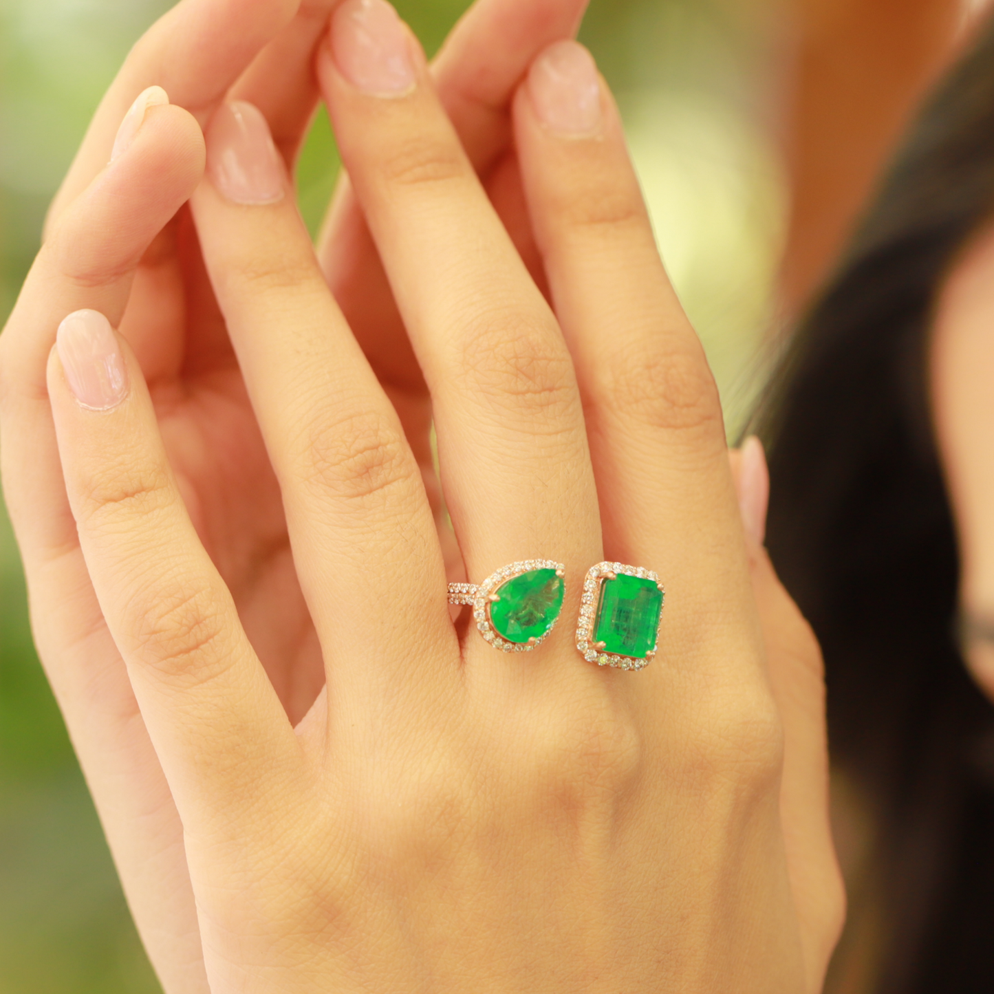 Two Stone Emerald Ring